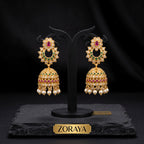 Zoraya Elegant Floral Jhumka Drop Earrings