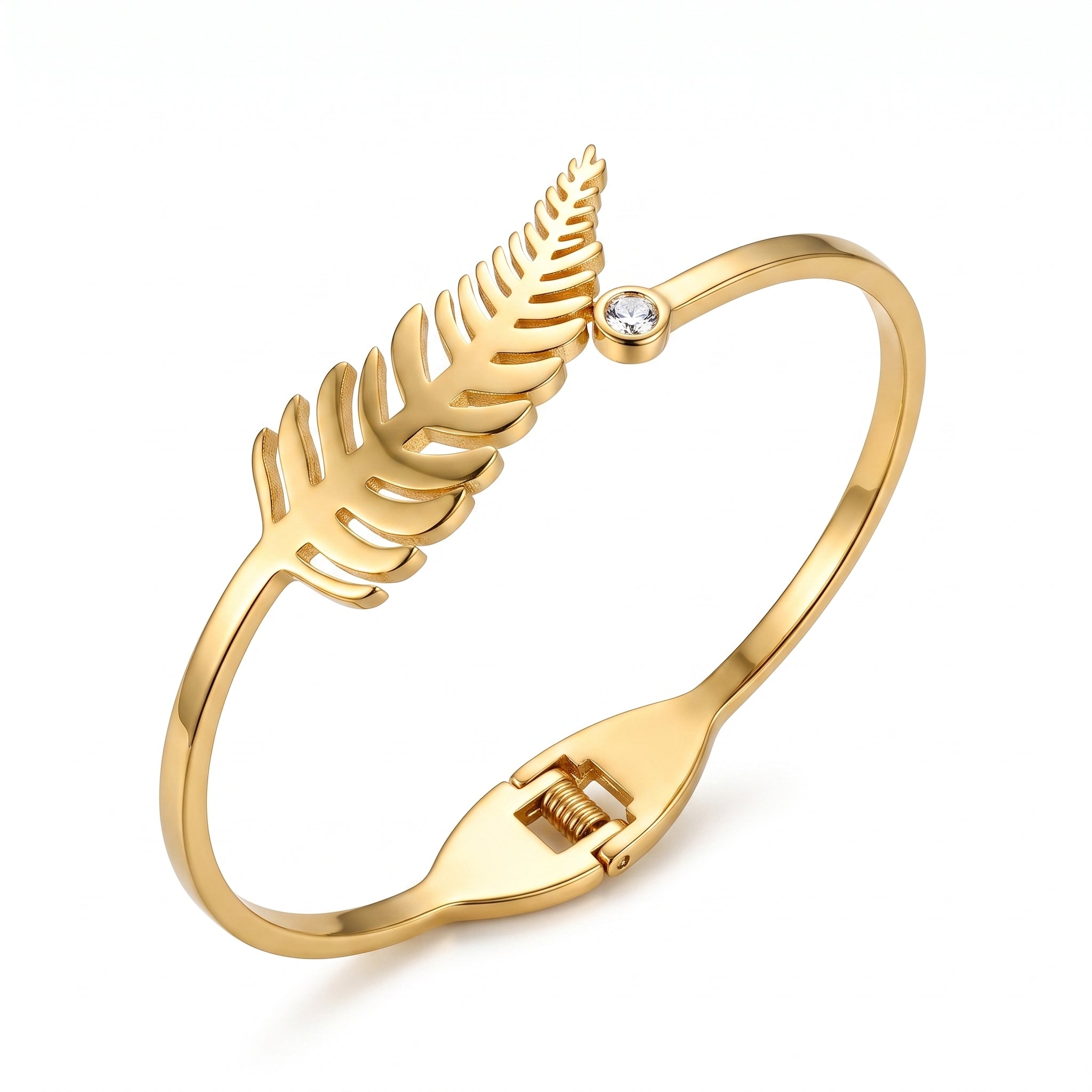 Zoraya Golden Leaf Crystal Cuff Bracelet