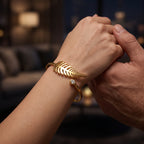 Zoraya Golden Leaf Crystal Cuff Bracelet