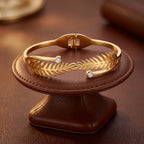 Zoraya Crystal Leaf Gold Cuff Bracelet