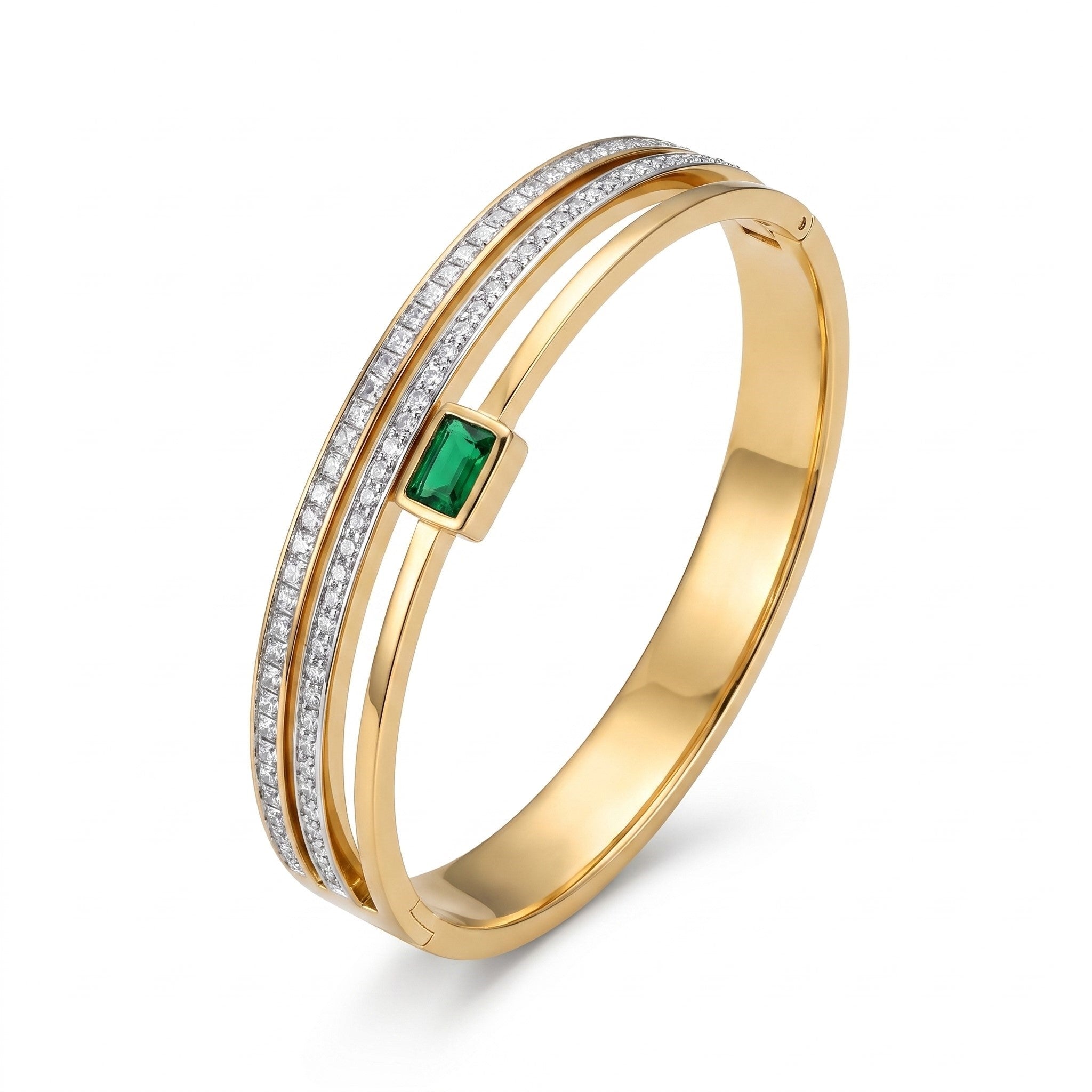 Zoraya Emerald Crystal Gold Bracelet