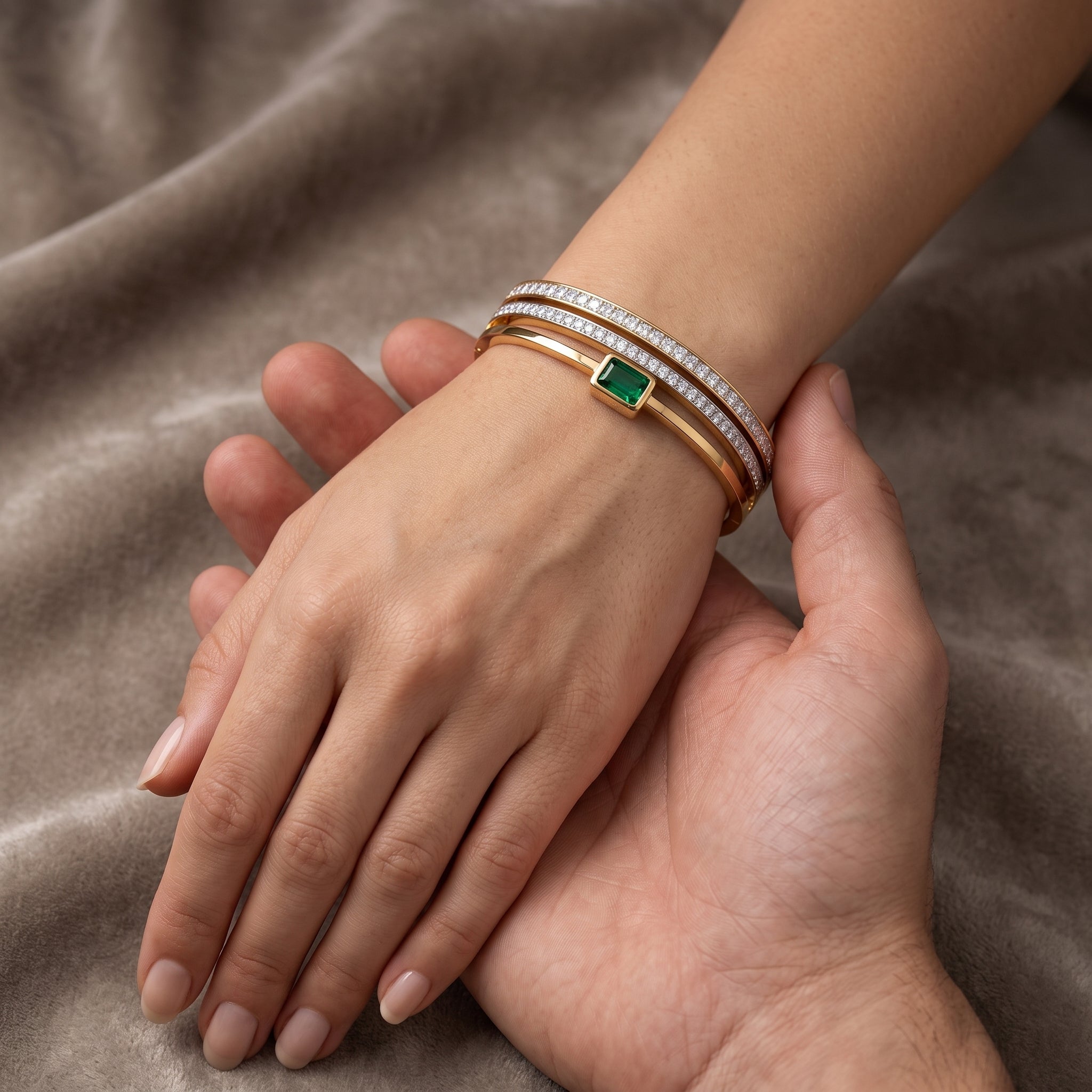 Zoraya Emerald Crystal Gold Bracelet