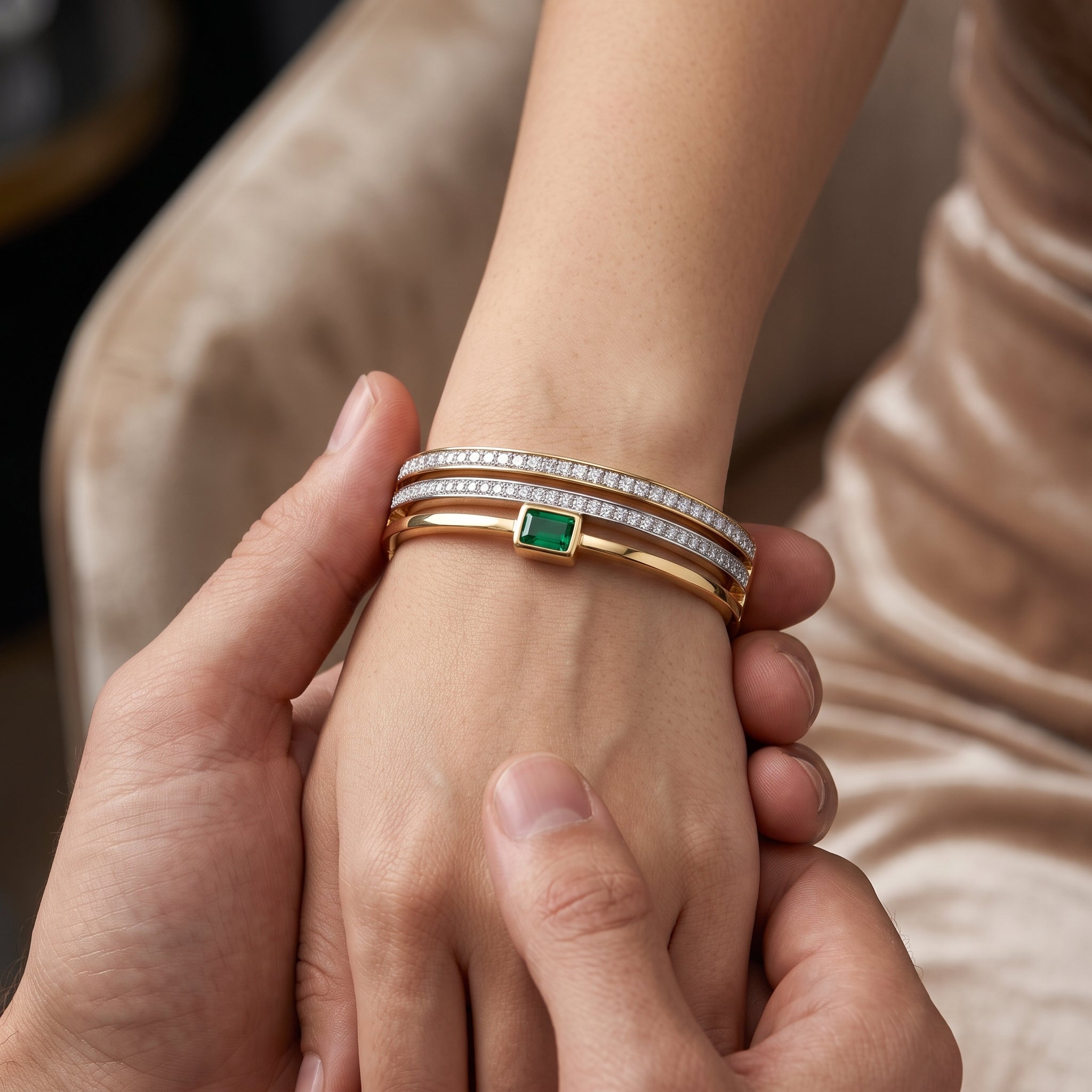 Zoraya Emerald Crystal Gold Bracelet