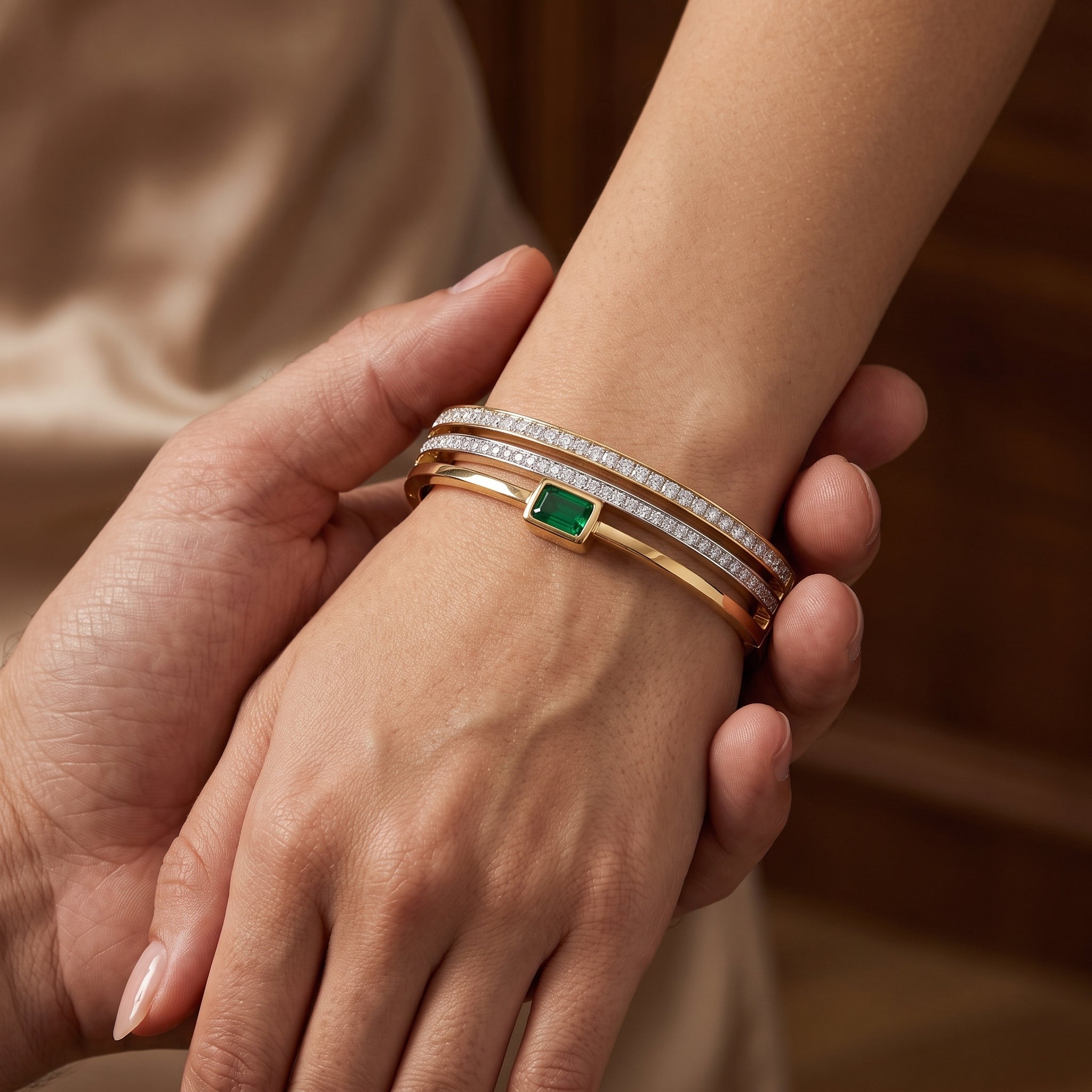 Zoraya Emerald Crystal Gold Bracelet