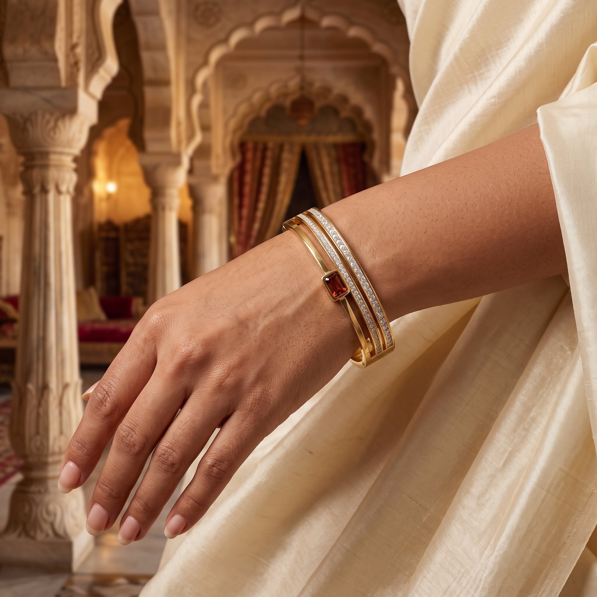 Zoraya Amber Crystal Gold Bracelet