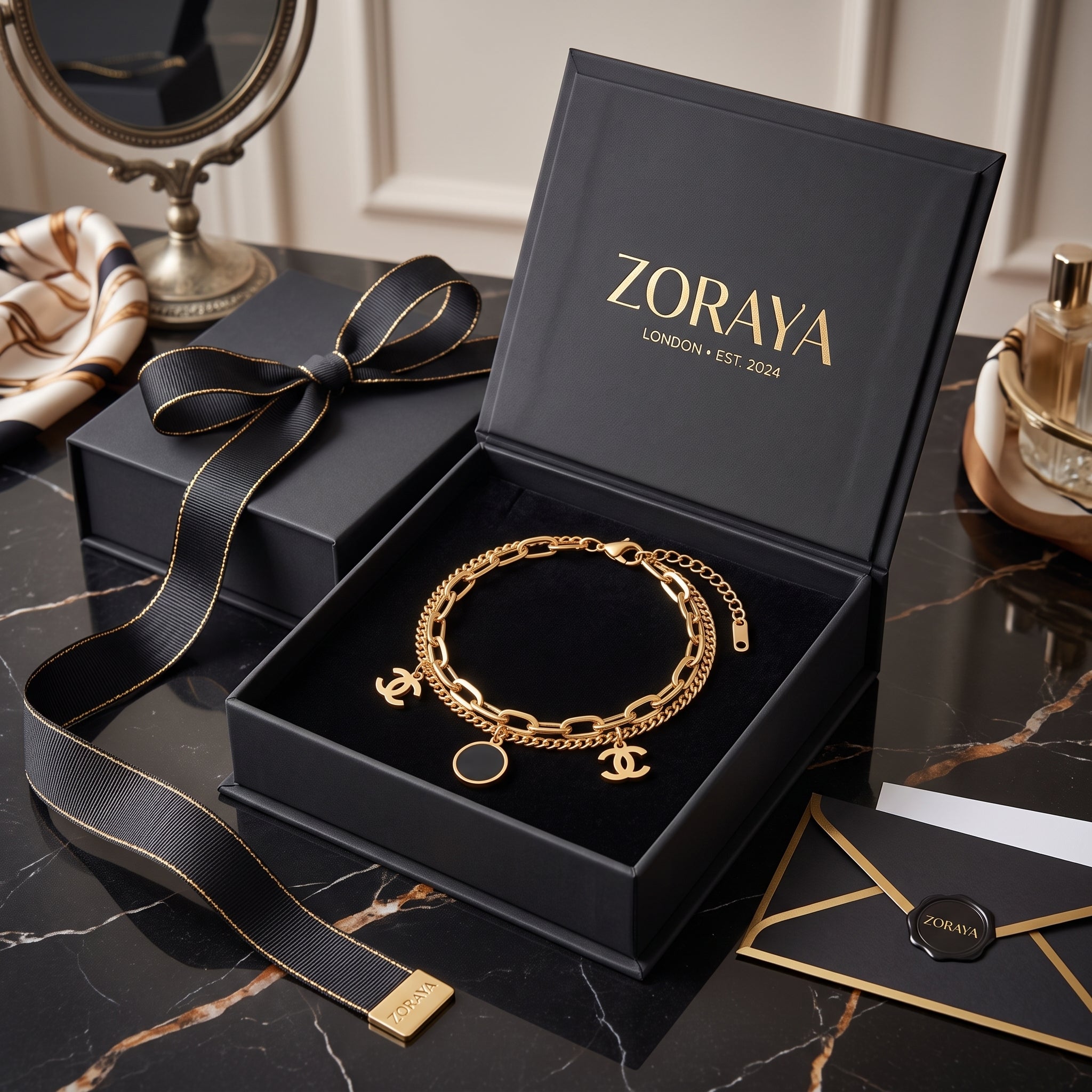 ZORAYA Noir Charm Bracelet