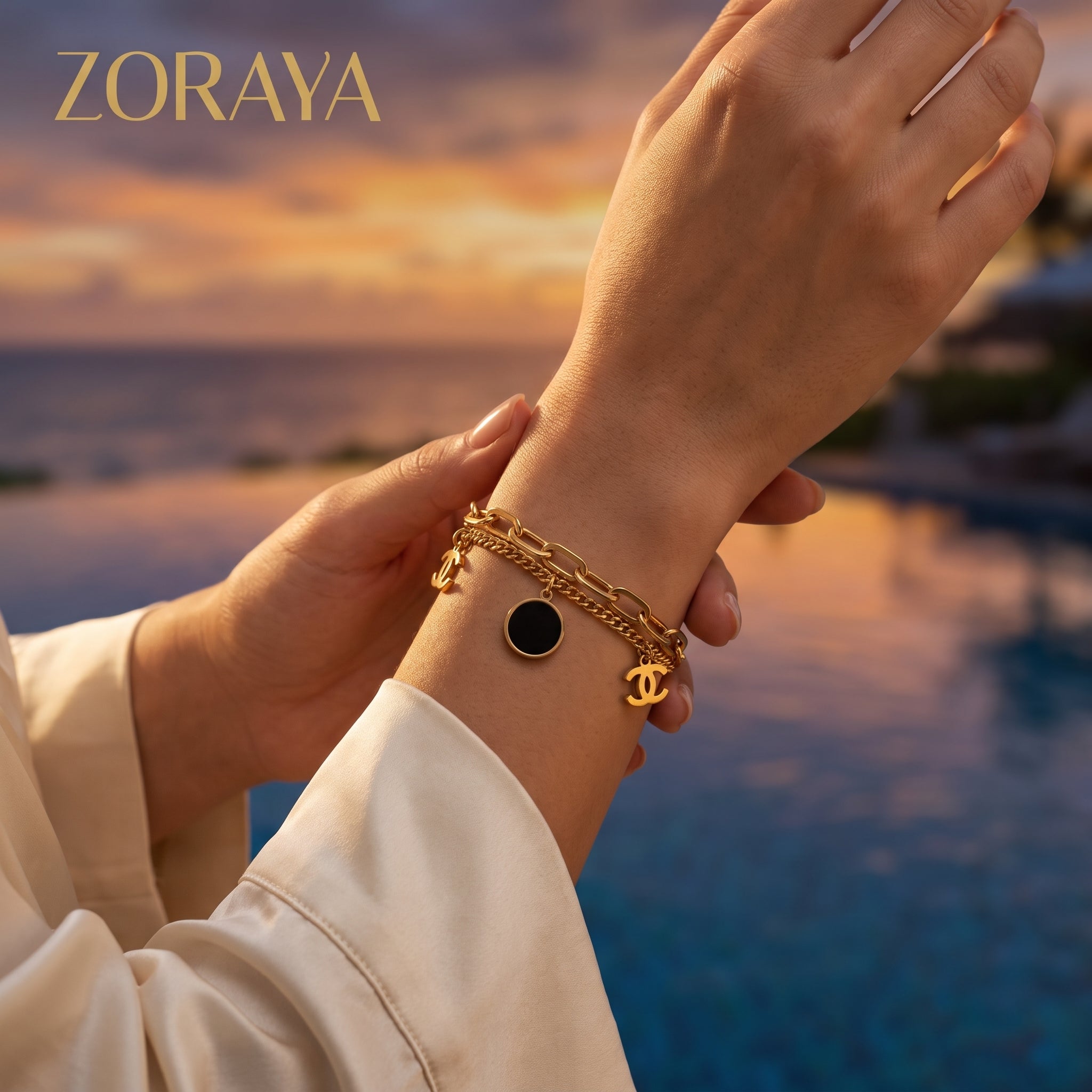 ZORAYA Noir Charm Bracelet