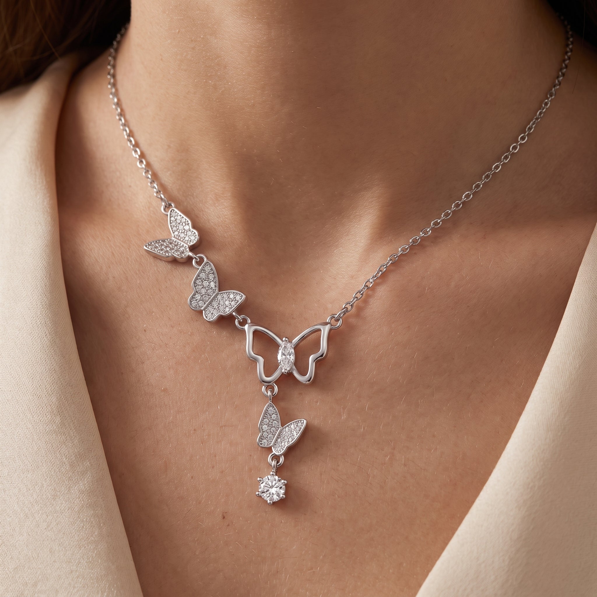 ZORAYA Sparkling Butterfly Charm Necklace