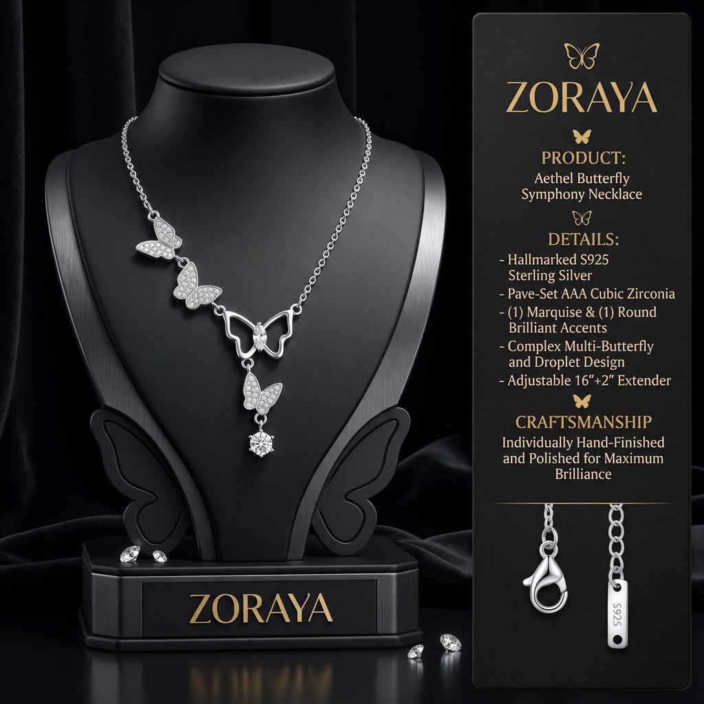 ZORAYA Sparkling Butterfly Charm Necklace
