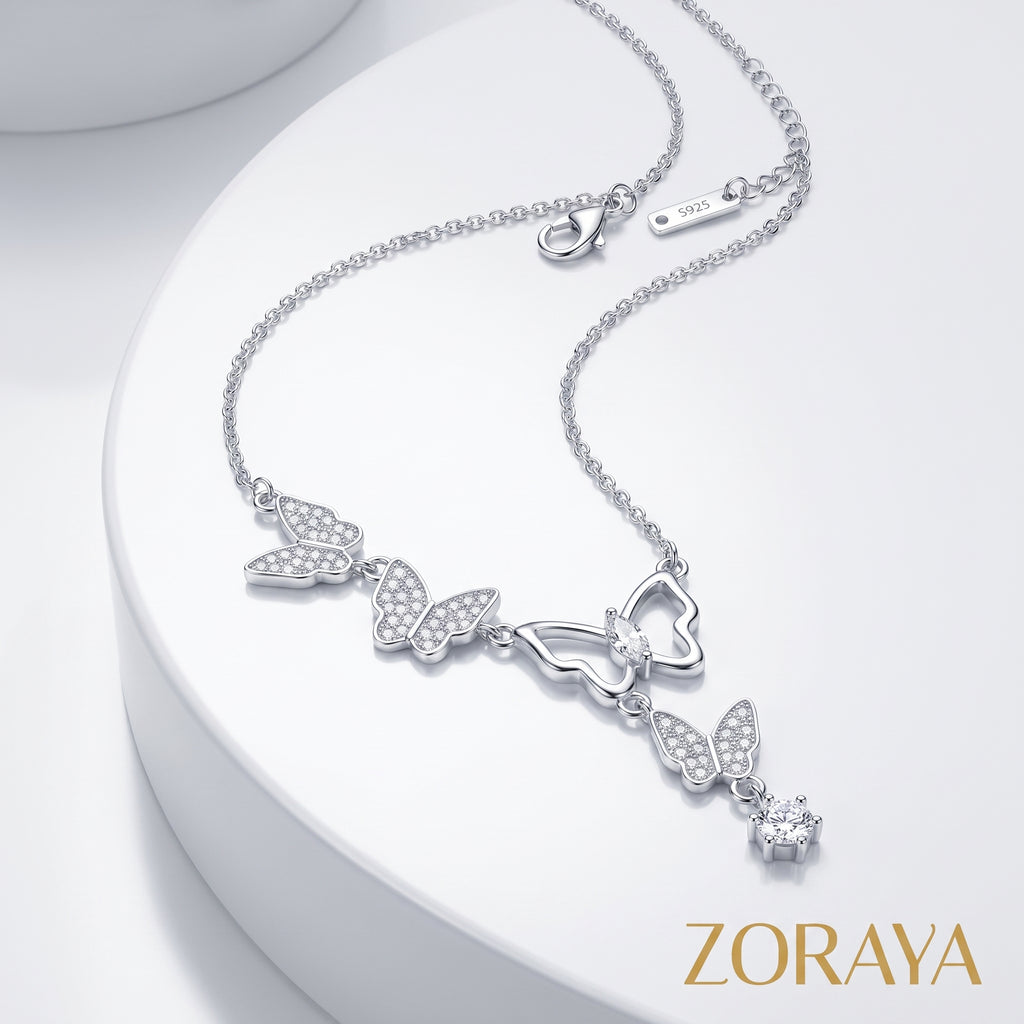 ZORAYA Sparkling Butterfly Charm Necklace