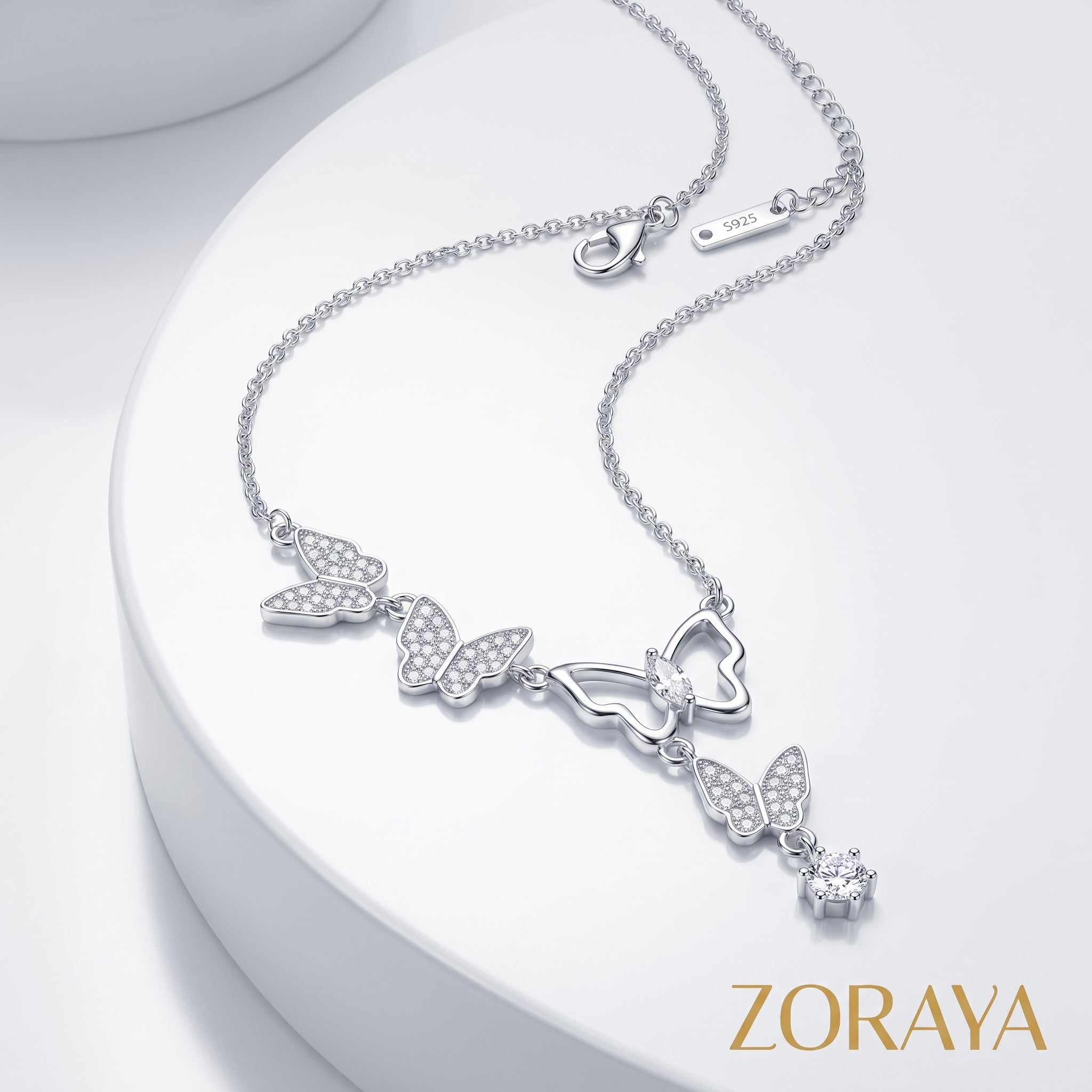 ZORAYA Sparkling Butterfly Charm Necklace