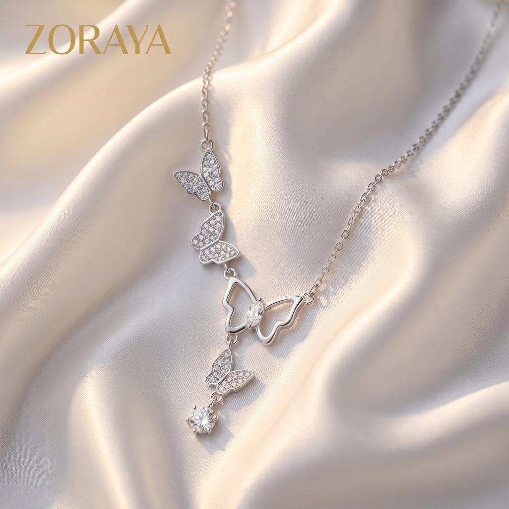 ZORAYA Sparkling Butterfly Charm Necklace