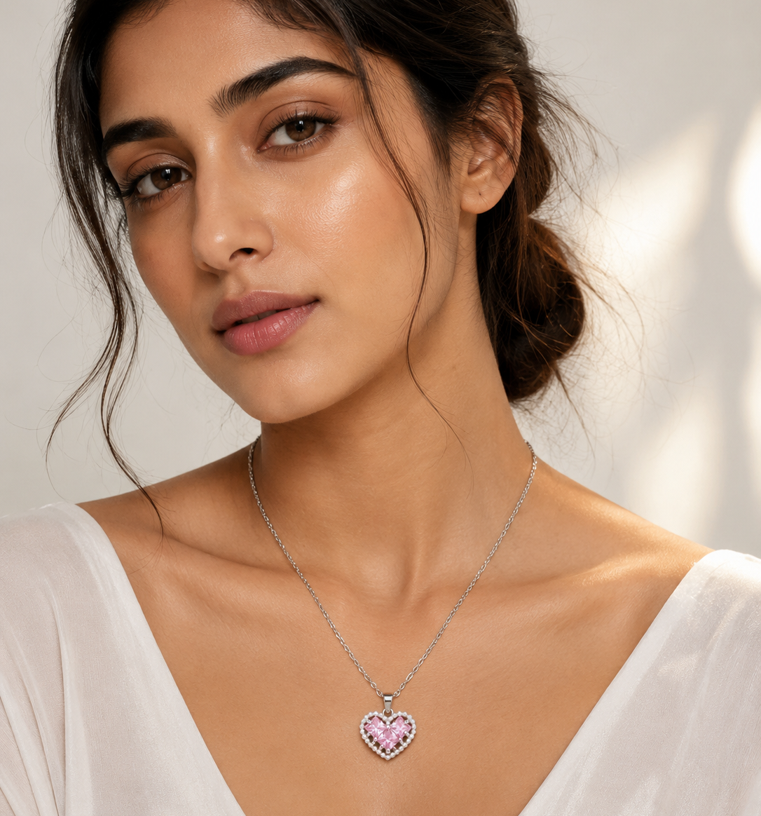 ZORAYA Pink Heart Necklace