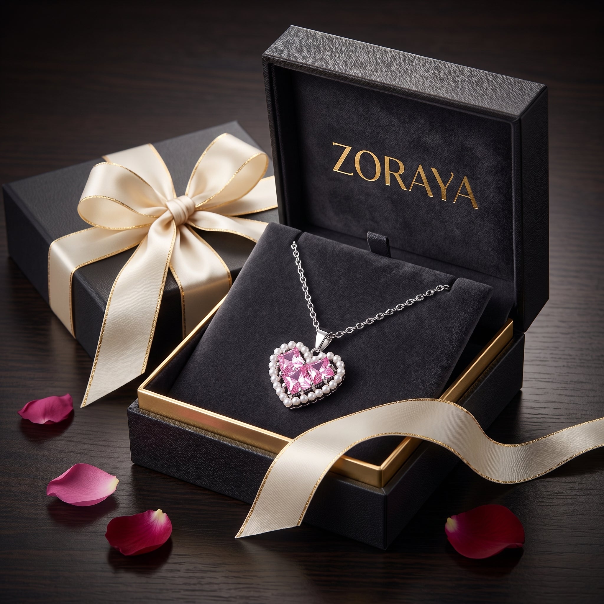 ZORAYA Pink Heart Necklace
