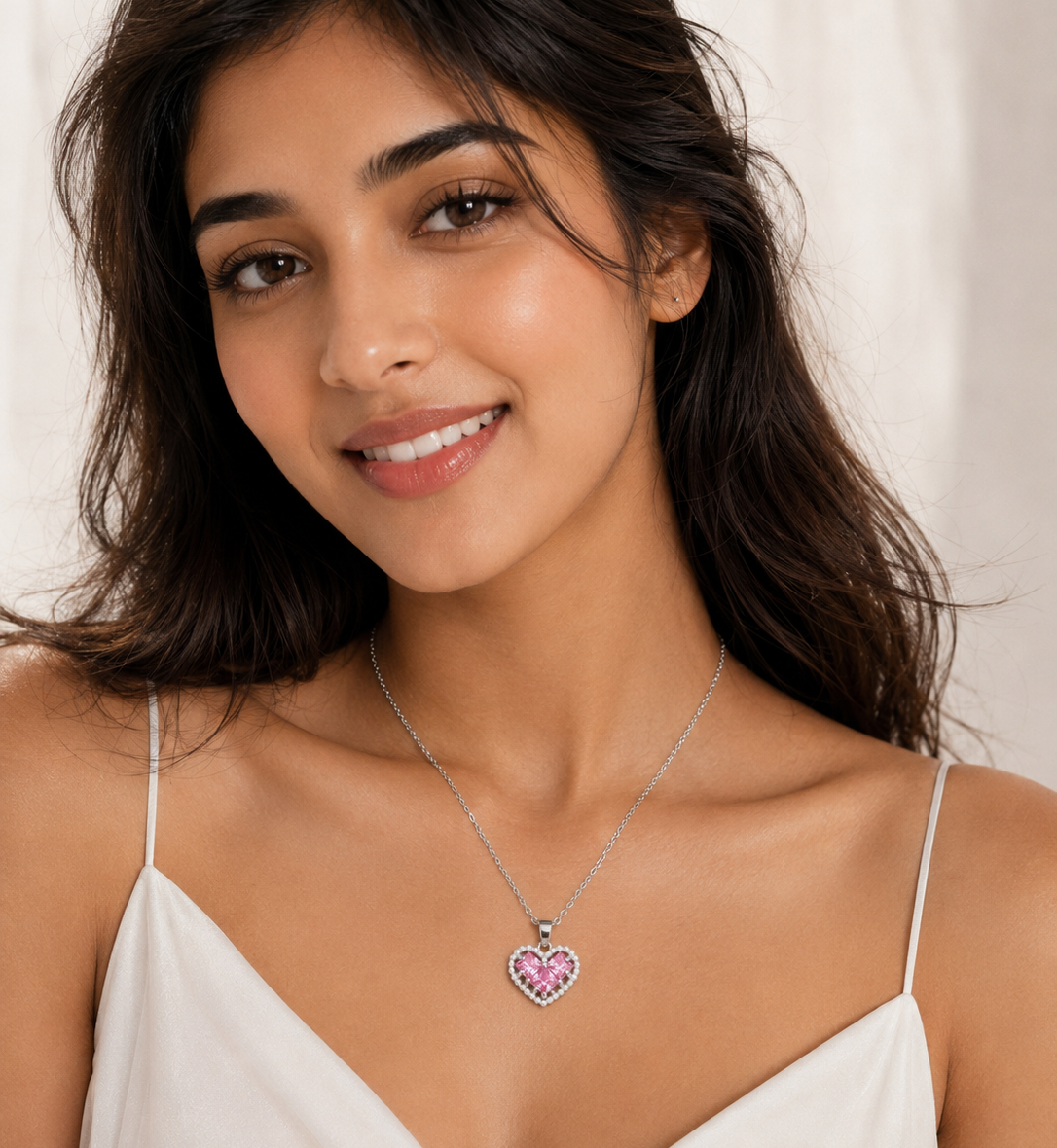 ZORAYA Pink Heart Necklace