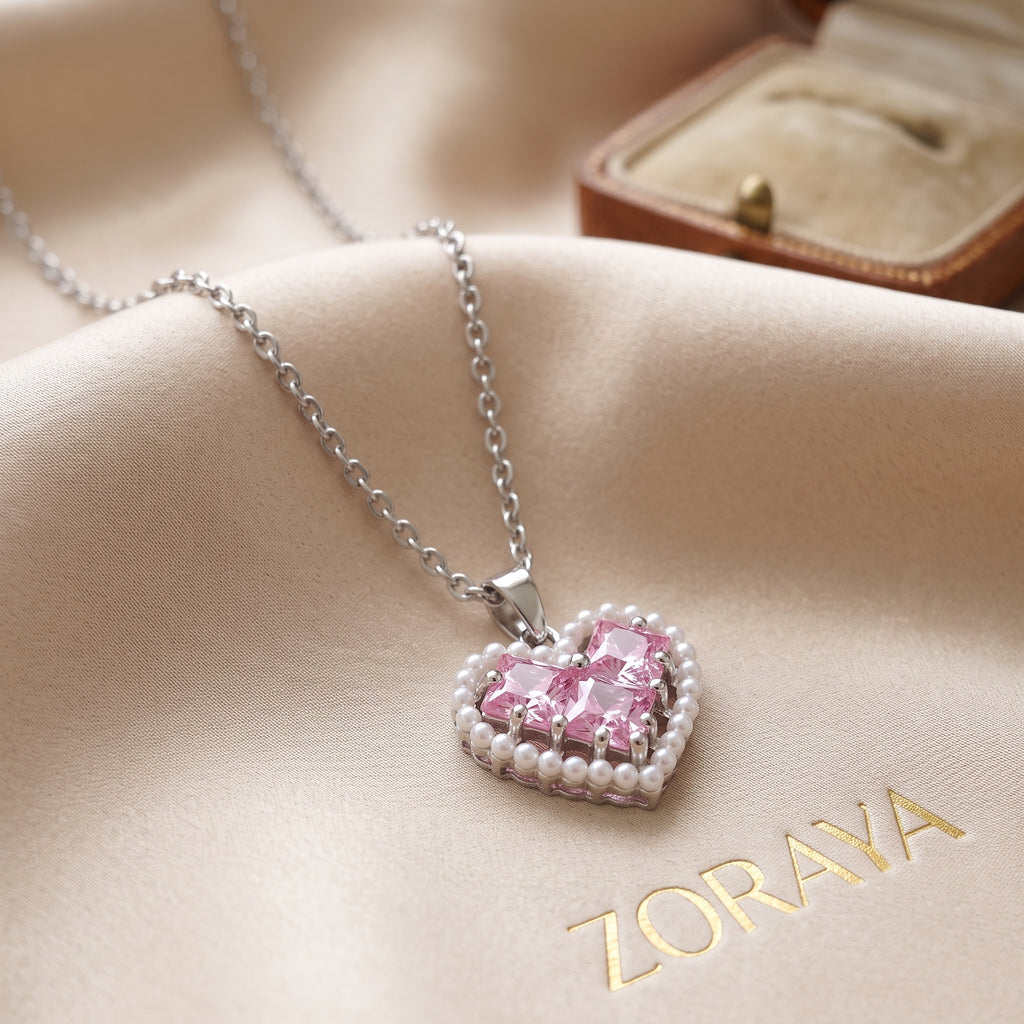 ZORAYA Pink Heart Necklace