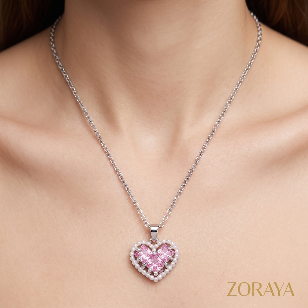 ZORAYA Pink Heart Necklace
