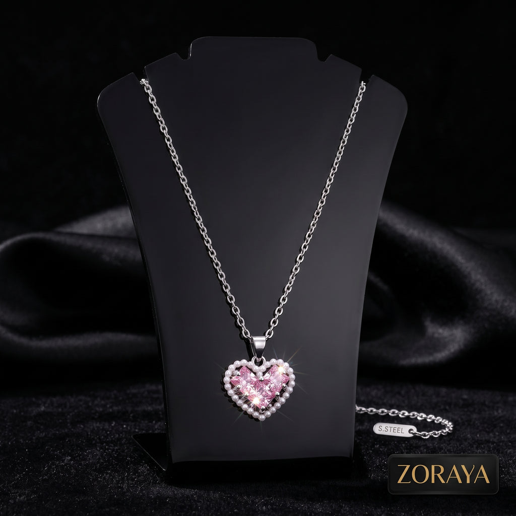 ZORAYA Pink Heart Necklace