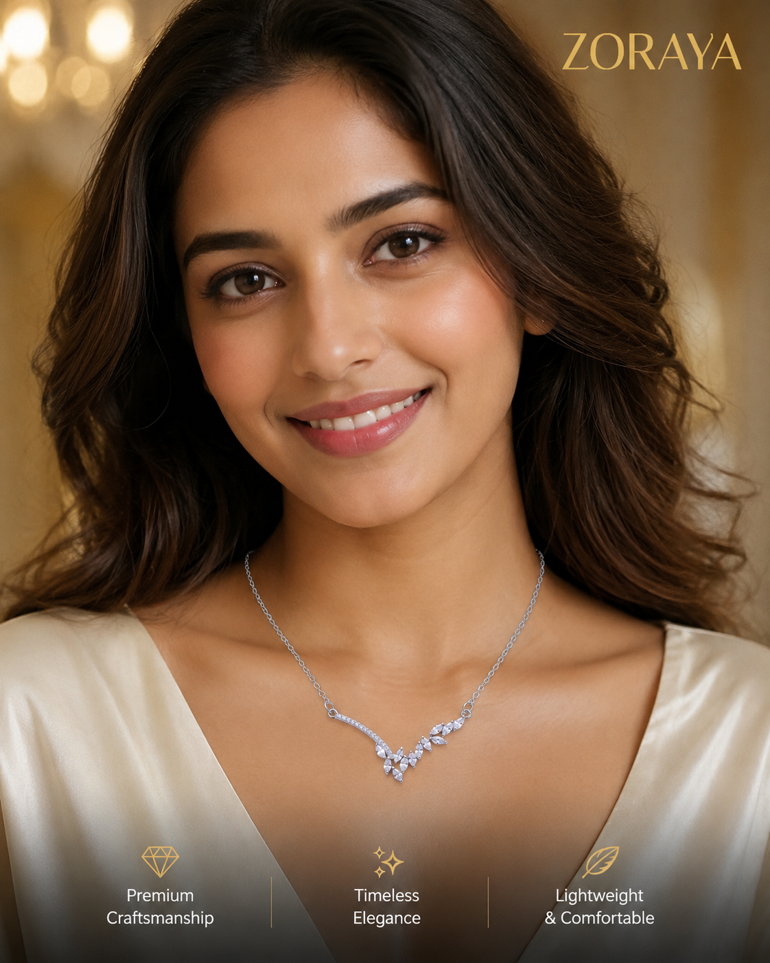 ZORAYA Crystal Vine Necklace