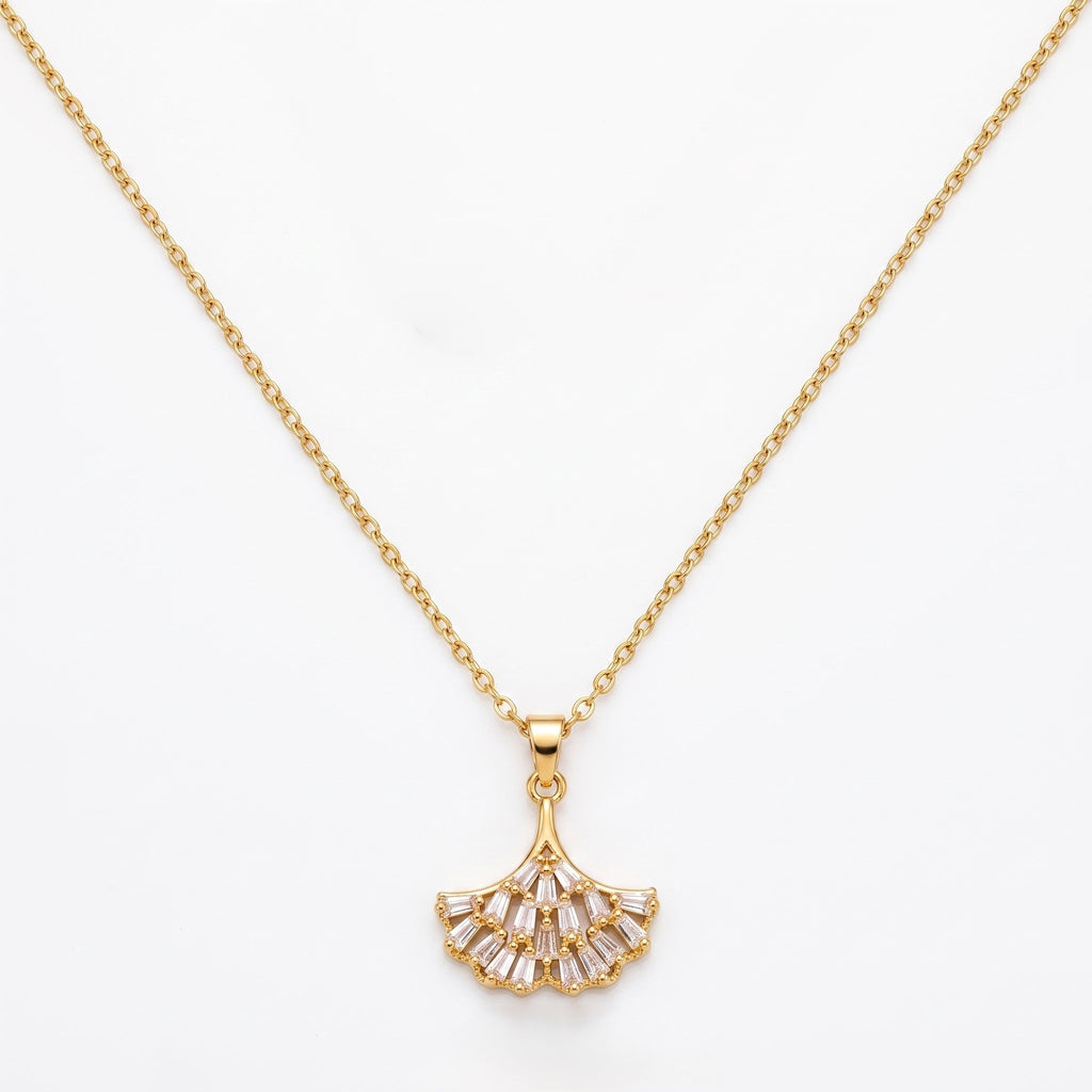 ZORAYA Golden Fan Necklace