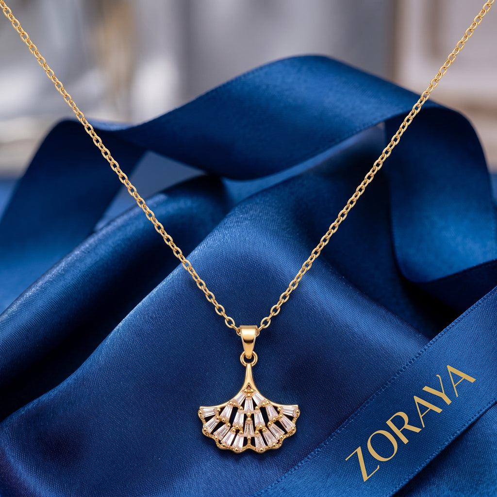 ZORAYA Golden Fan Necklace