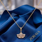 ZORAYA Golden Fan Necklace