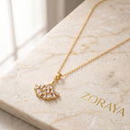 ZORAYA Golden Fan Necklace