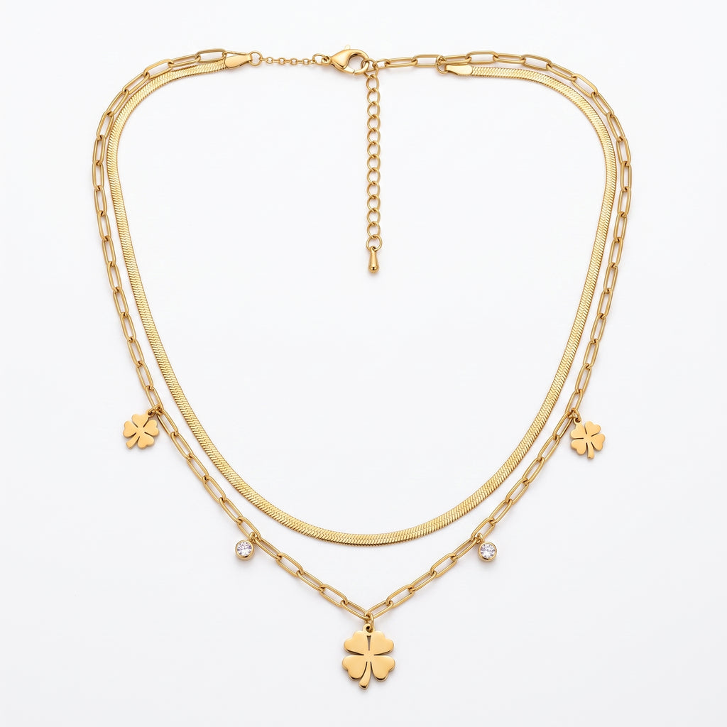 ZORAYA Clover Layered Necklace