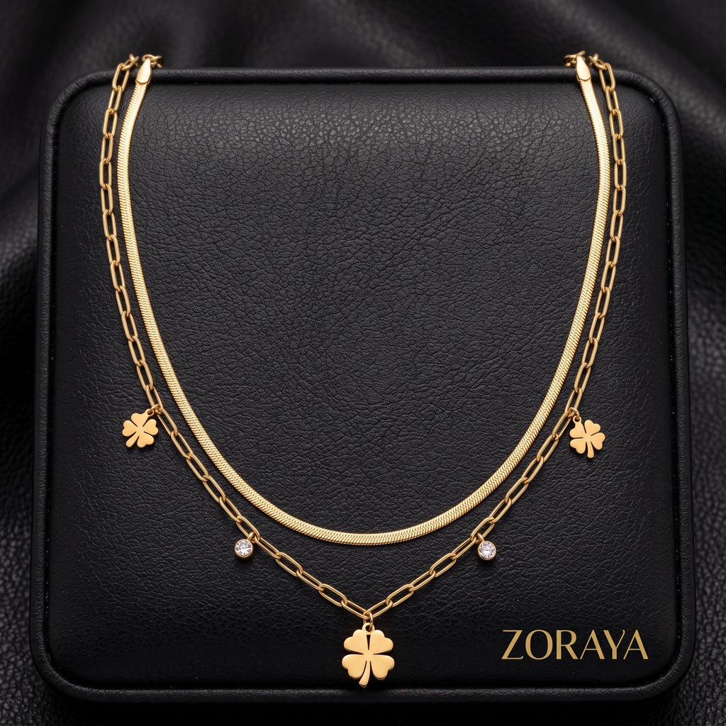 ZORAYA Clover Layered Necklace