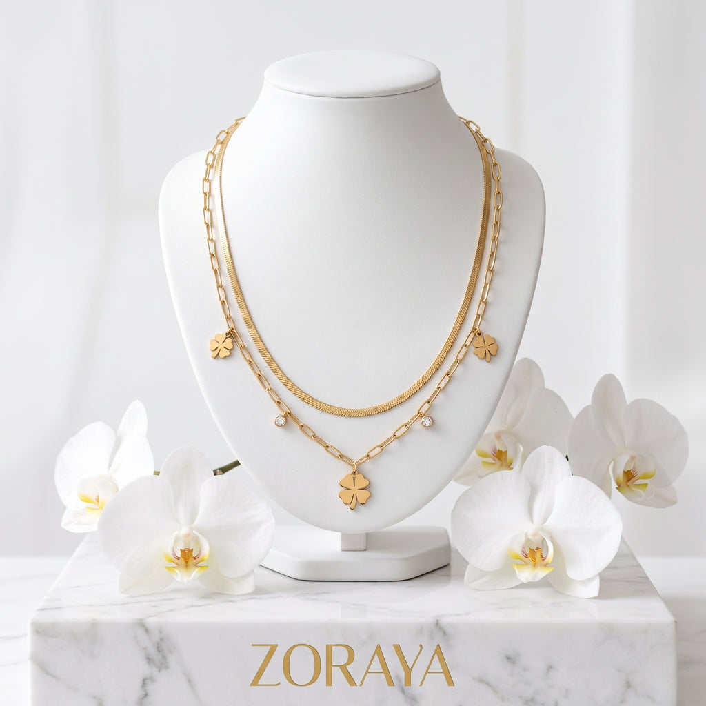 ZORAYA Clover Layered Necklace