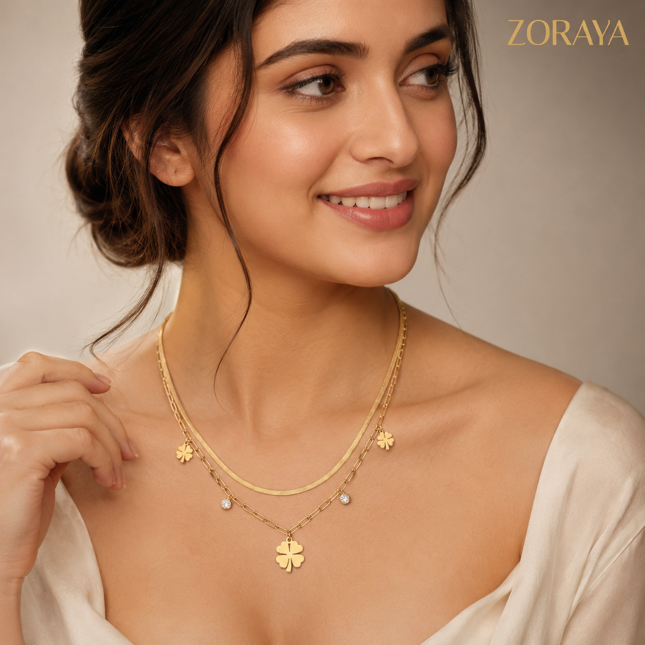 ZORAYA Clover Layered Necklace