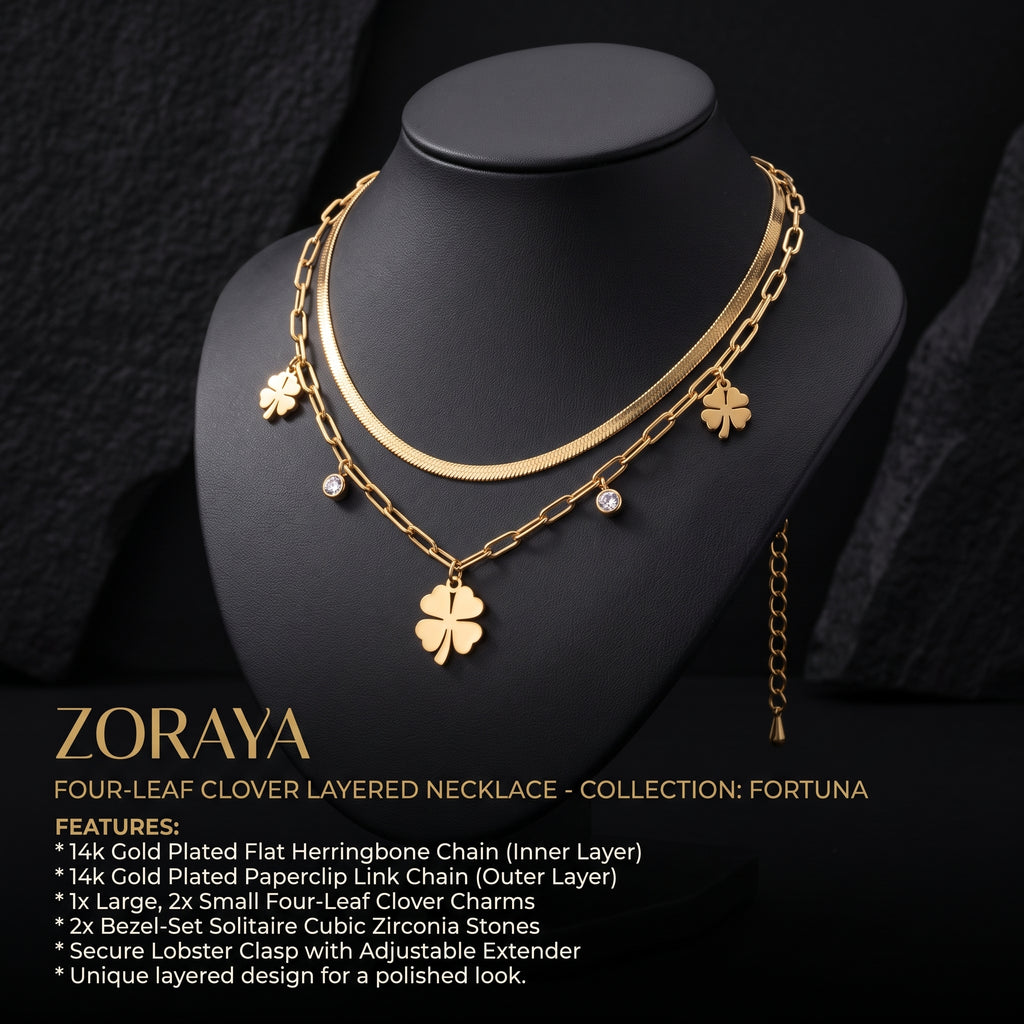 ZORAYA Clover Layered Necklace