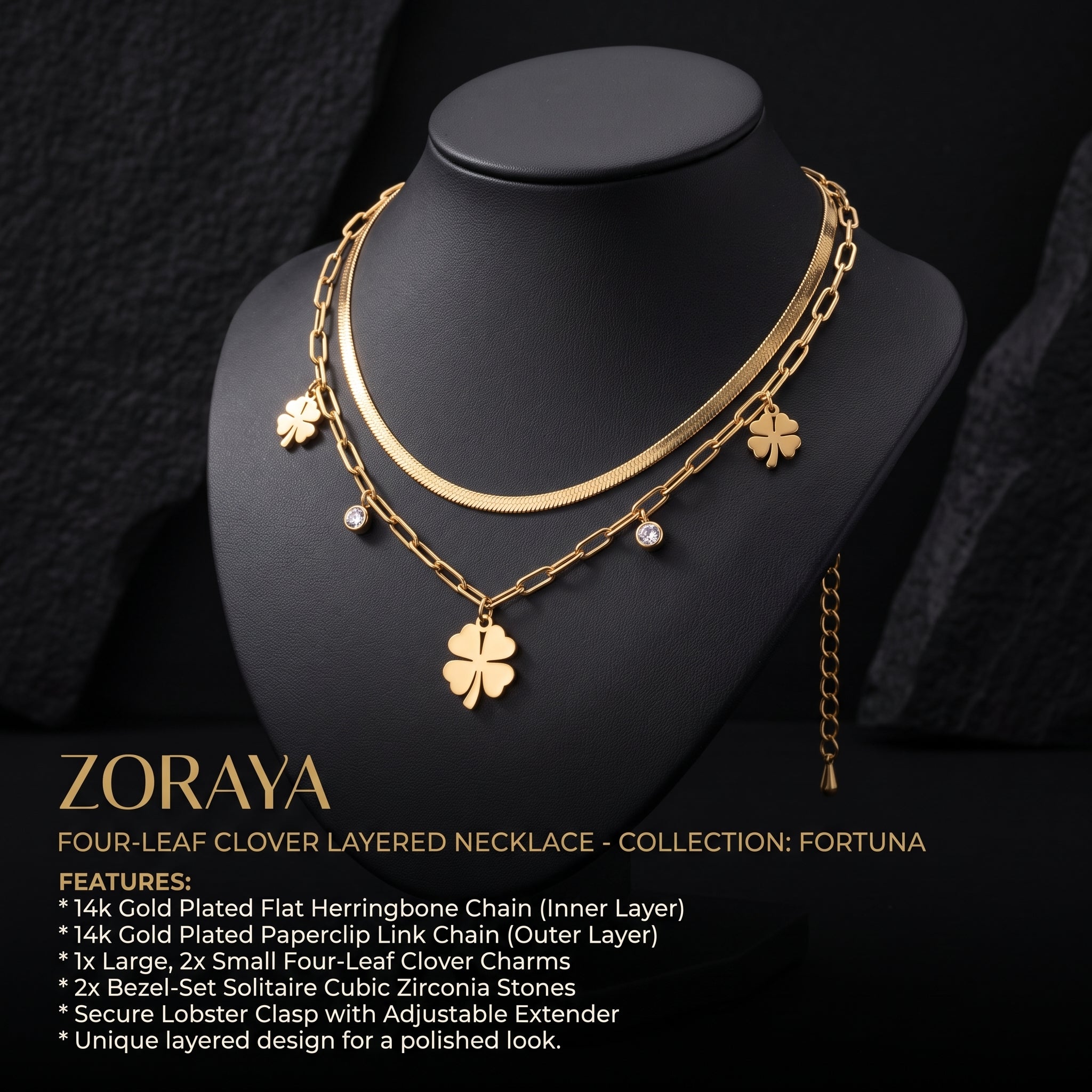 ZORAYA Clover Layered Necklace