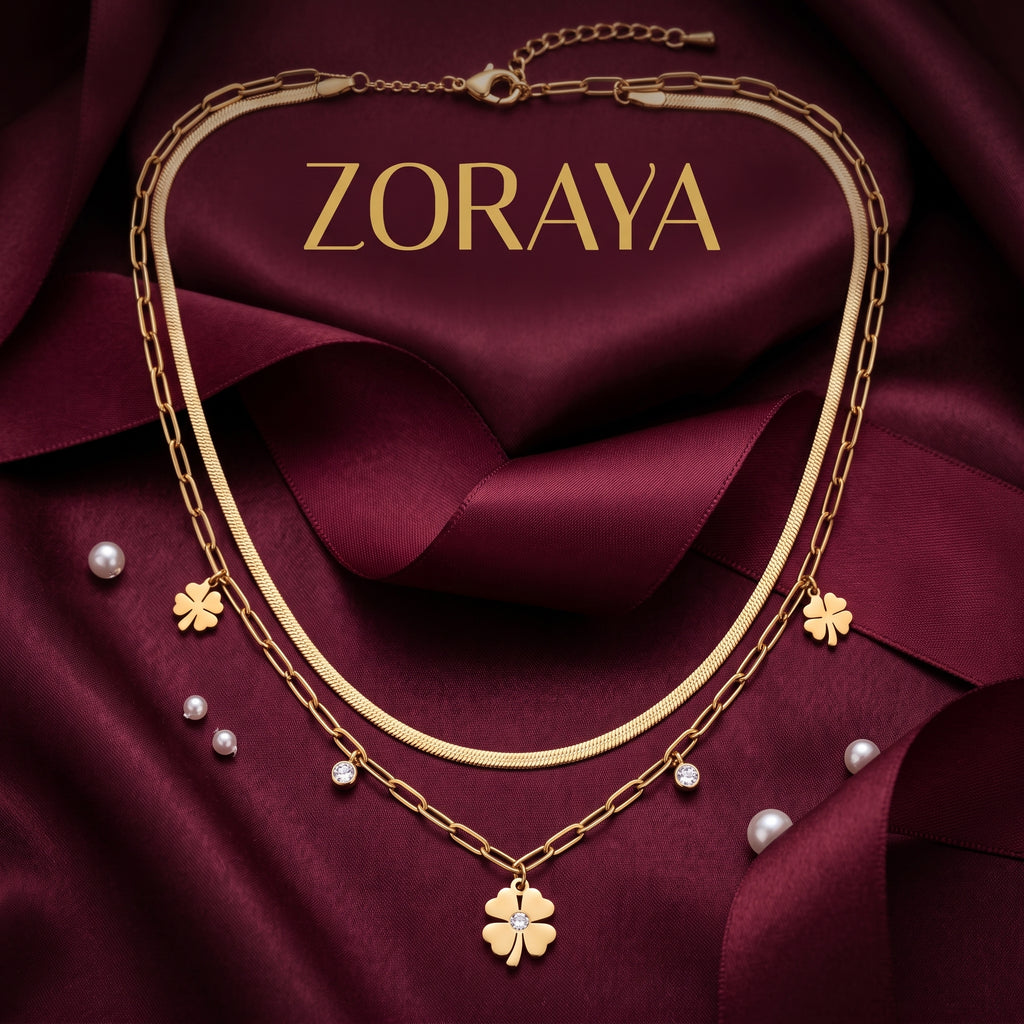 ZORAYA Clover Layered Necklace