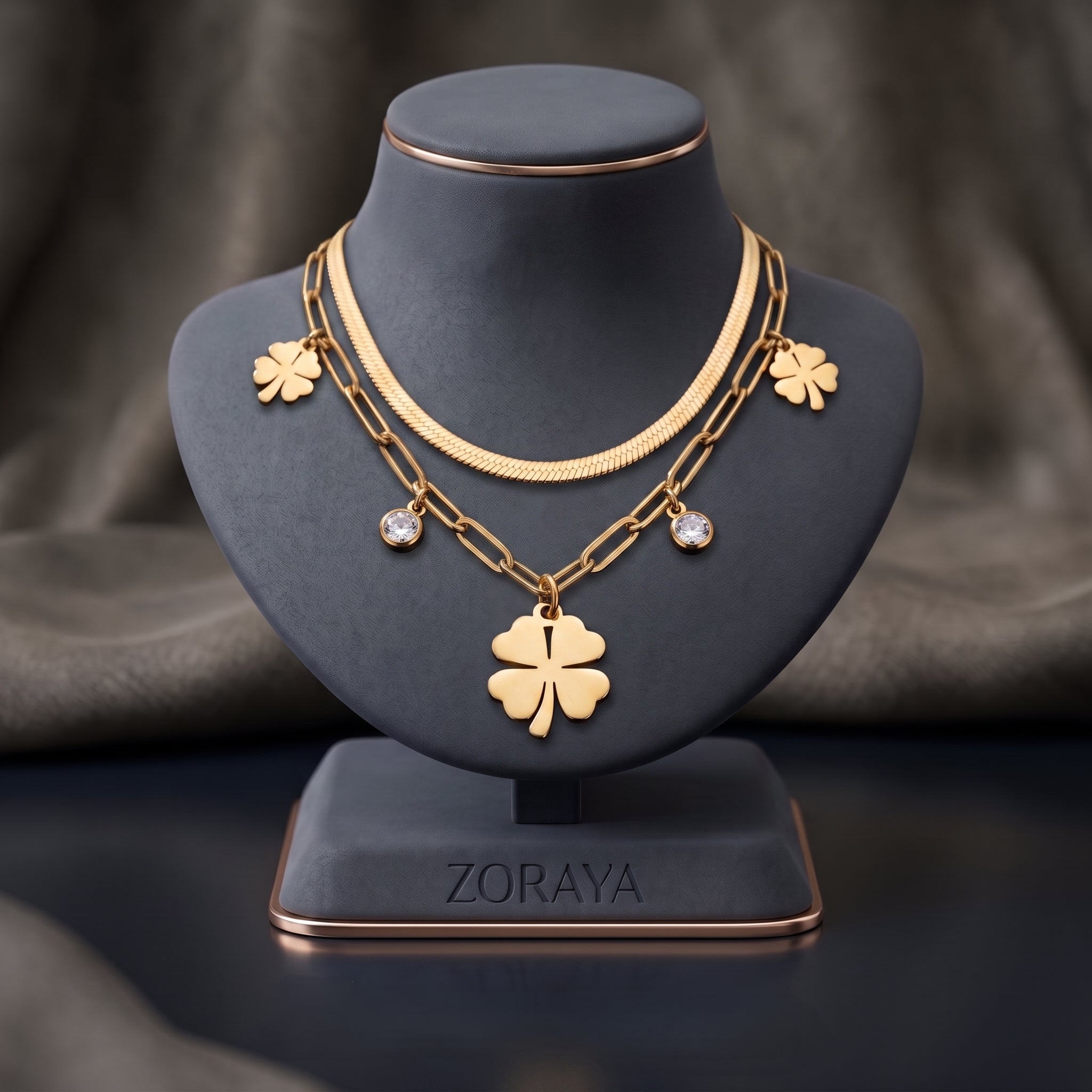 ZORAYA Clover Layered Necklace